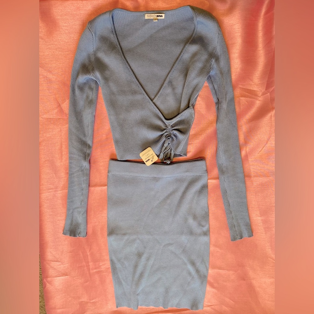 Baby blue Fashion nova skirt set XS